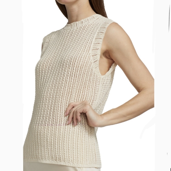 rag & bone Riley Tank Top Open Knit Semi Sheer Sleeveless Pullover Ivory S NWT - Picture 10 of 14